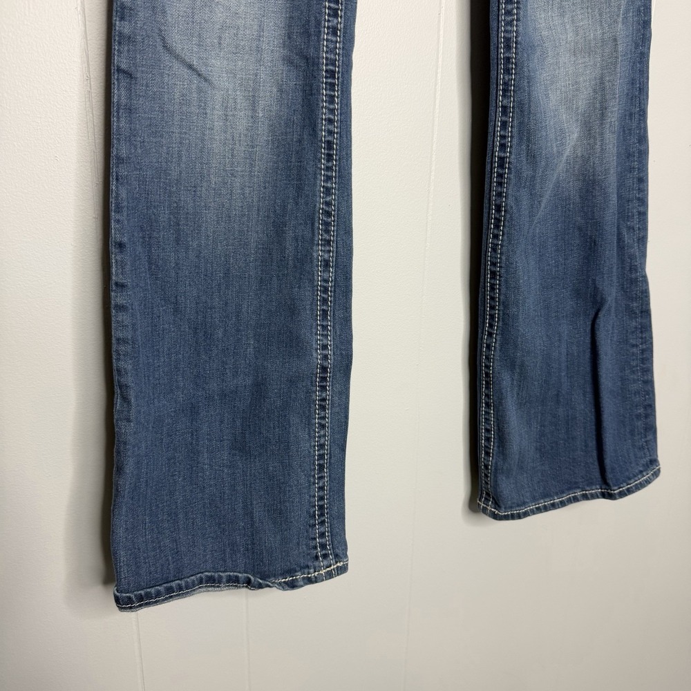 Express Rerock bootcut jeans sz 2R low rise medium wash stretch blue Y2K grunge - Picture 3 of 9